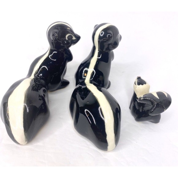 Vintage, Glazed , Skunks, Minature, Parents, baby,Ceramic - Picture 11 of 14
